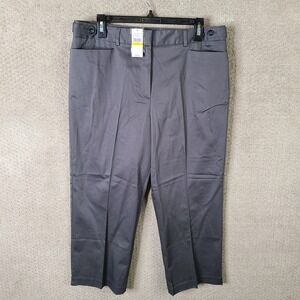 Van Heusen Pants Womens 12 Gray Sateen Capri Pants Modern Fit Stretch Career NEW